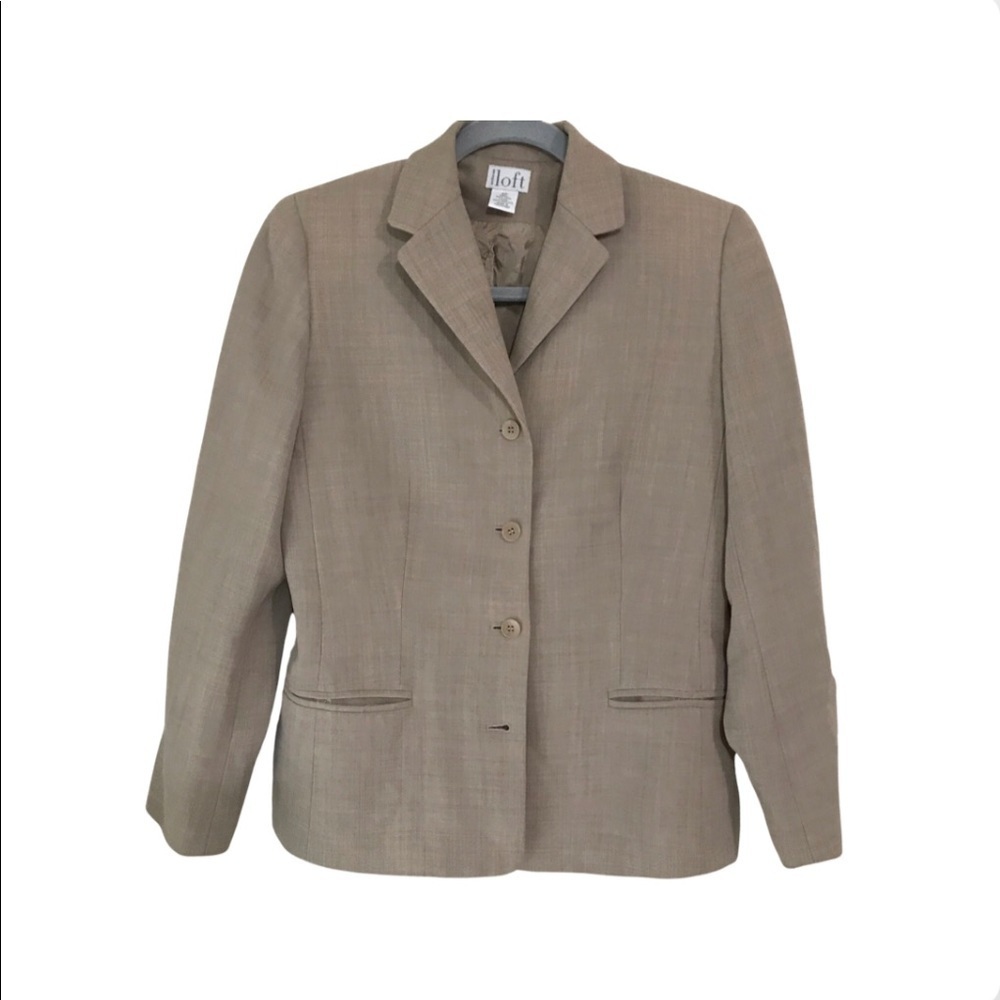 Ann Taylor loft Tan blazer 4 button down 100% wool 4P Career Professional E
